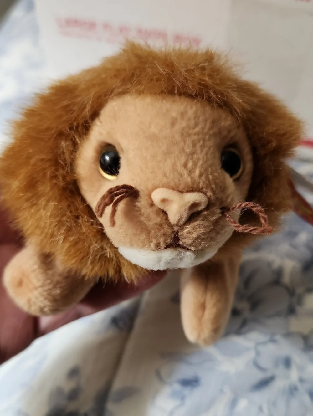 NWT ROARY Vintage Beanie Baby 1996, lion, tan. Missing 1 whisker